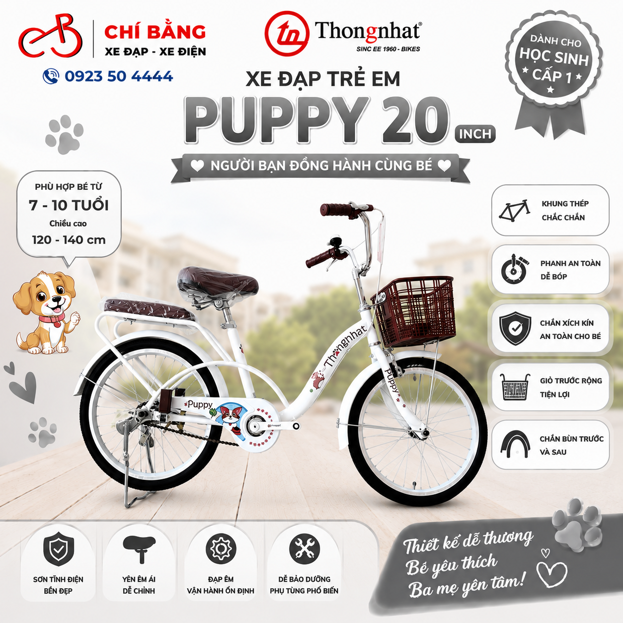 Xe 20 in TN puppy trắng