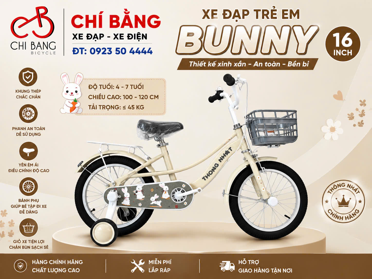 xe 16 in Thống nhất bunny kem